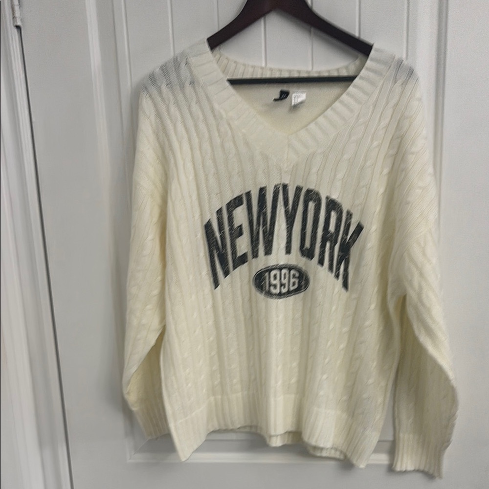 H & M Divided Cable New York Sweater